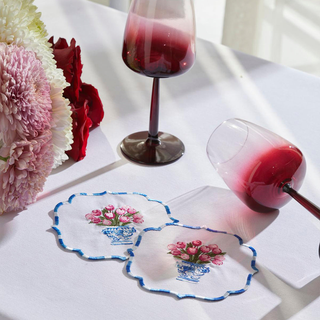 TULIP COCKTAIL NAPKINS PINK (SET OF 4)