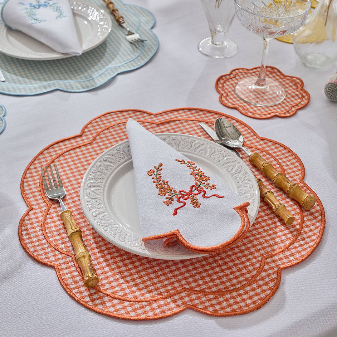 BOW NAPKINS ORANGE (SET OF 4)