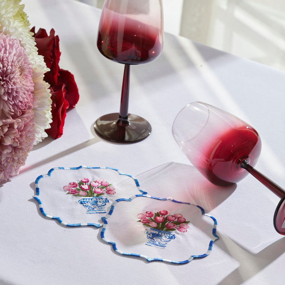TULIP COCKTAIL NAPKINS PINK (SET OF 4)
