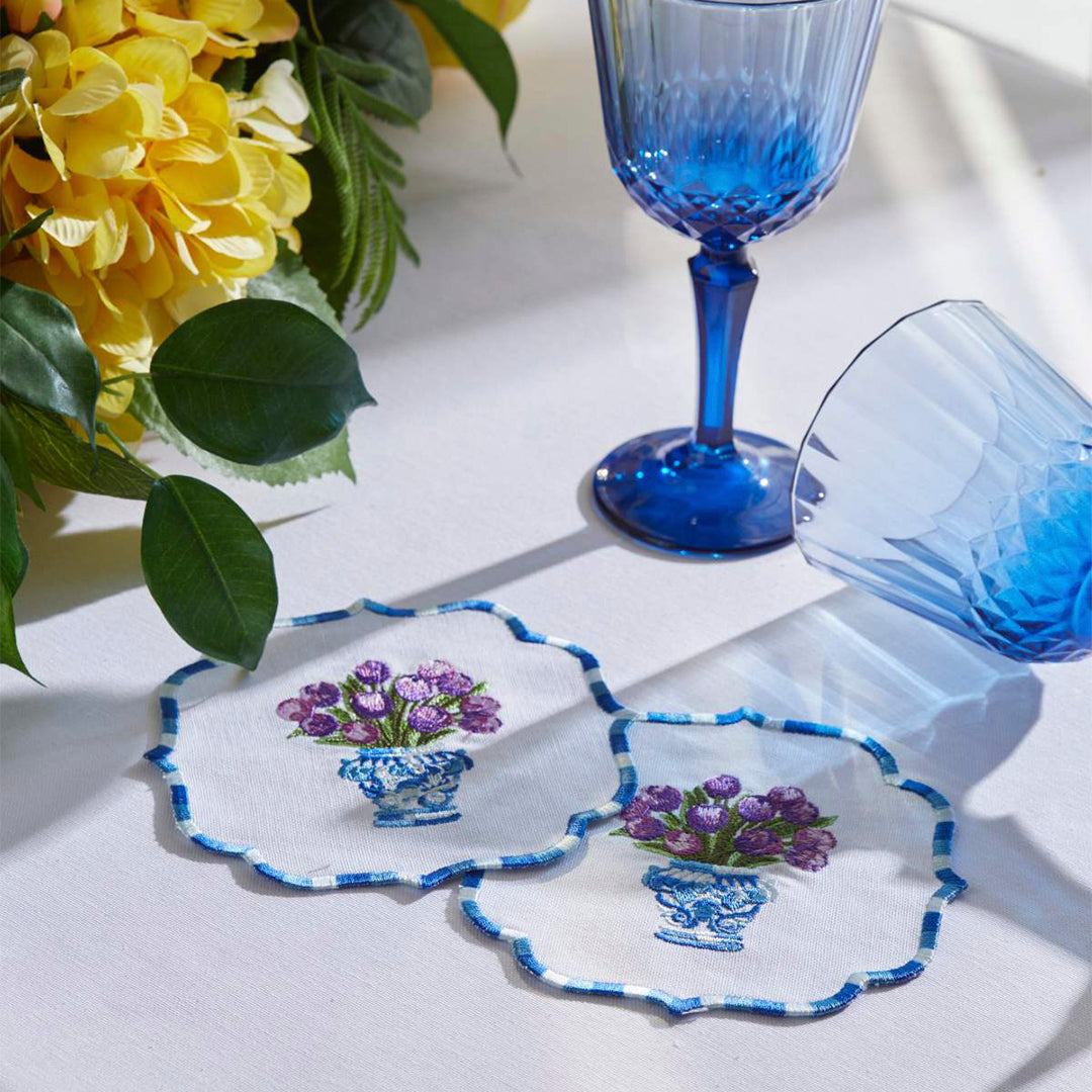 TULIP COCKTAIL NAPKINS PURPLE (SET OF 4)