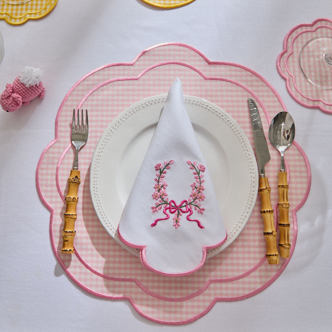 BOW NAPKINS PINK (SET OF 4)