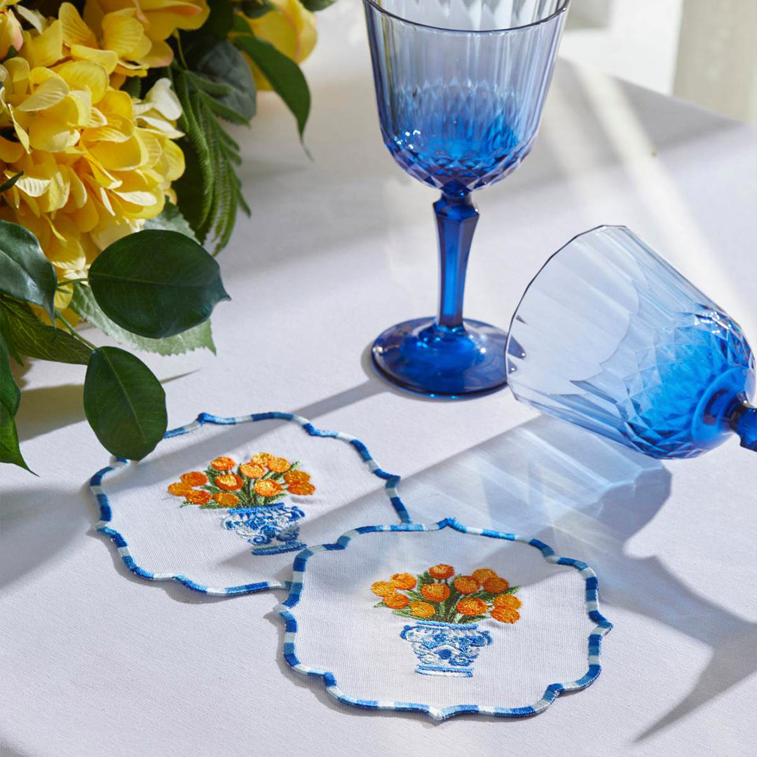 TULIP COCKTAIL NAPKINS ORANGE (SET OF 4)