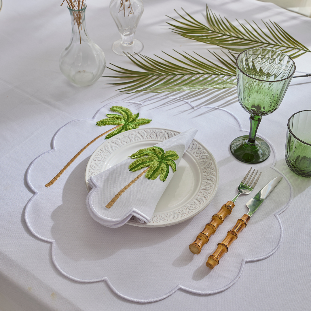 PALM NAPKINS GREEN (SET OF 4)