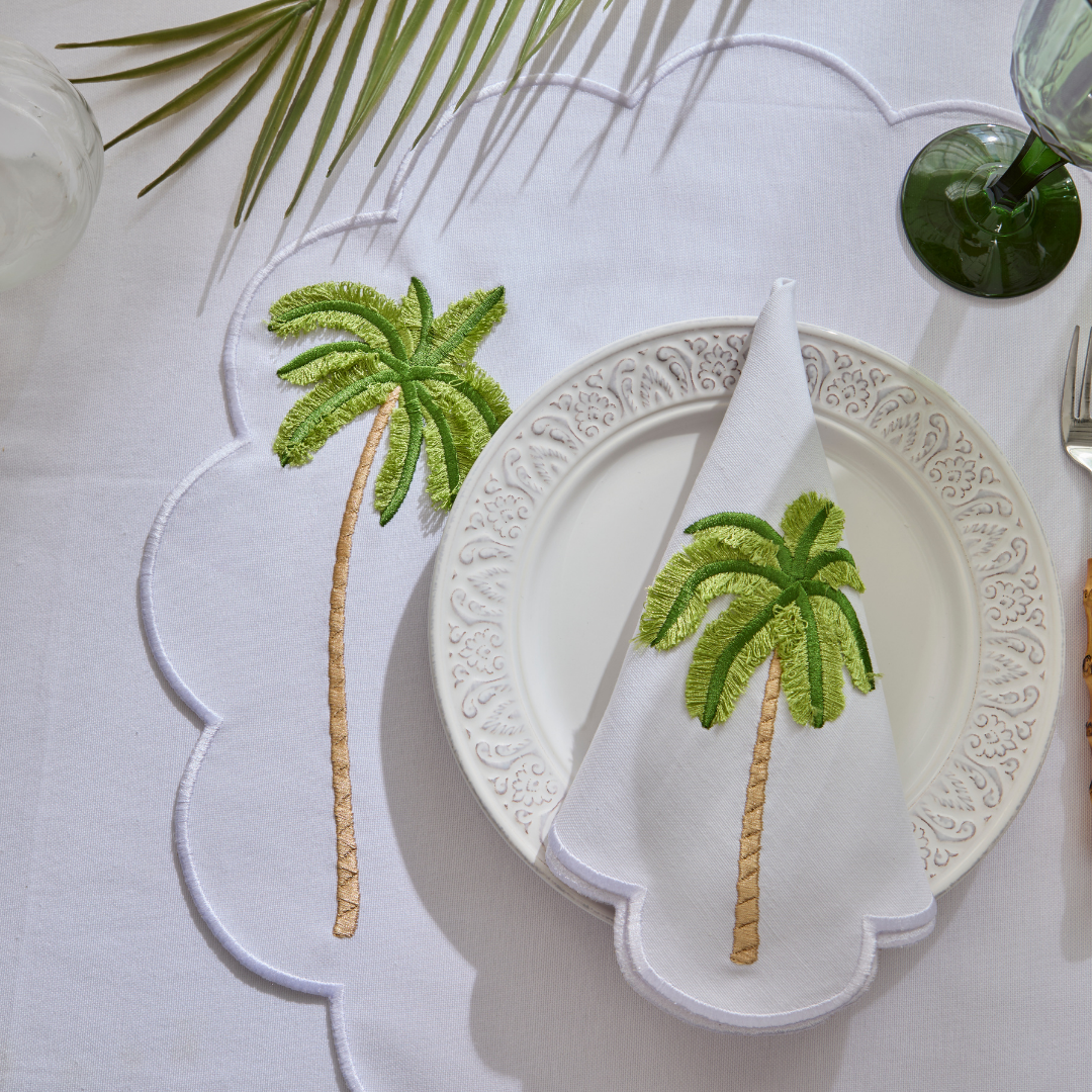 PALM NAPKINS GREEN (SET OF 4)