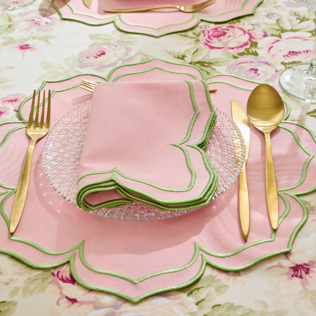 FIONA NAPKINS PINK GREEN (SET OF 4)