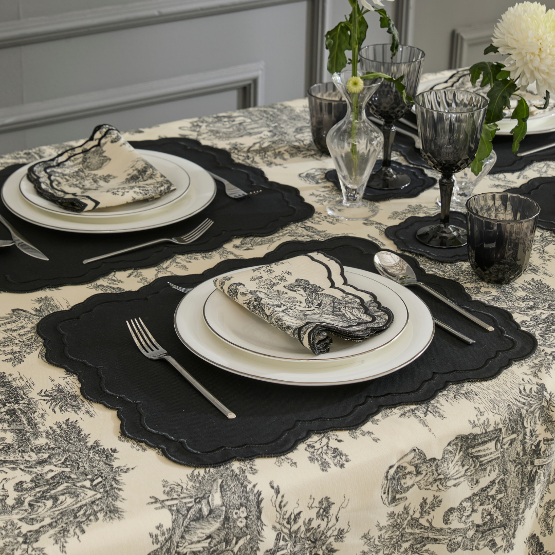 TOILE de JOUY NAPKINS BLACK (SET OF 4)